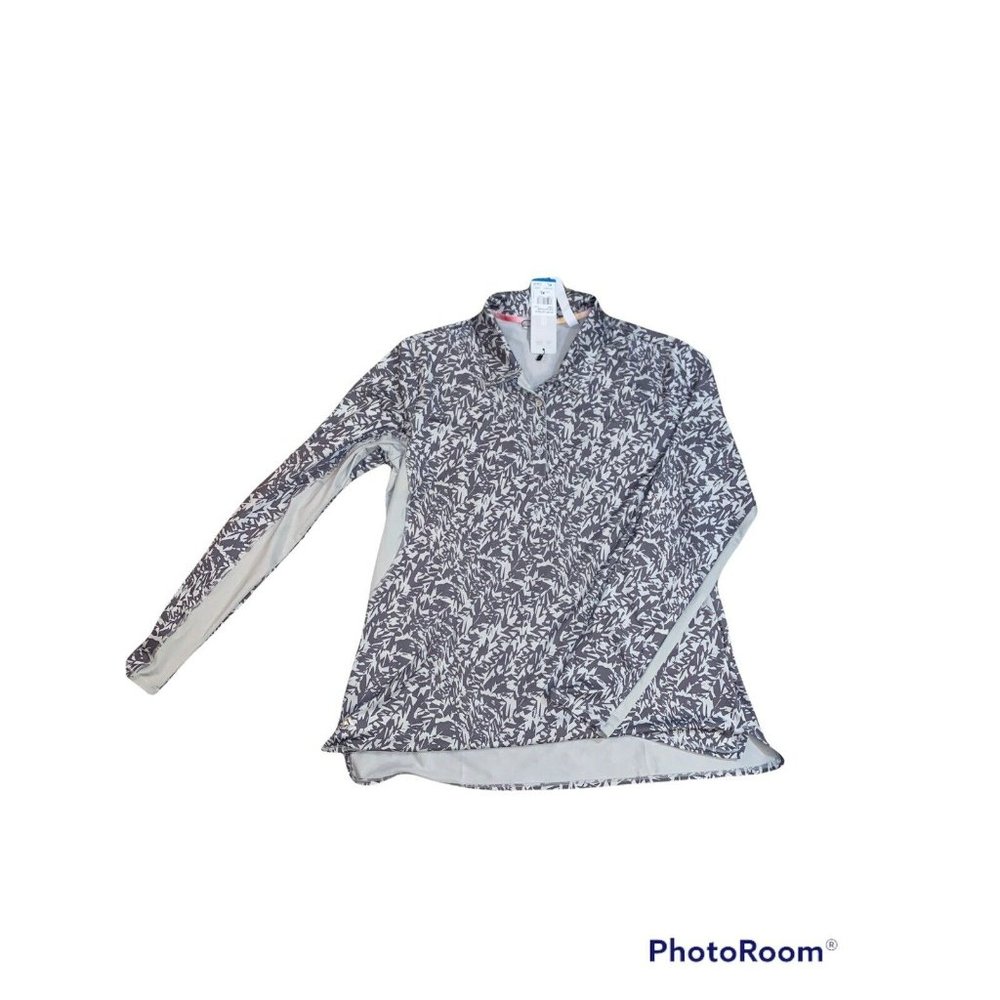 ADIDAS Women's AeroREADY UPF Printed Long Sleeve Golf Polo Shirt NWT Size: XL